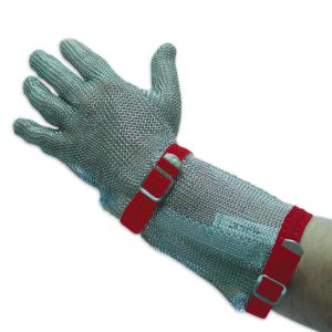 Guante de malla inox reversible con correa y brazalete
